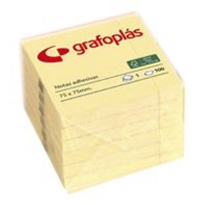 BLOC 100 NOTAS ADHESIVAS 75X75MM AMARILLAS GRAFOPLAS 65205460 (MIN12) (Espera 4 dias)