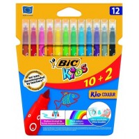 ESTUCHE 10+2 ROTULADORES ULTRALAVABLES KID COULEUR TRAZO 0,8MM. 12 COLORES BIC 9202942 (Espera 4 dias)