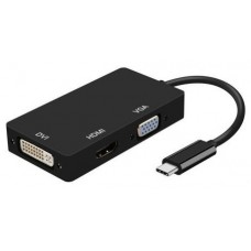 AISENS - CONVERSOR USB-C A DVI/HDMI/VGA, USB-C/M-DVI/H-HDMI/H-VGA/H, NEGRO, 15CM