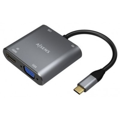 CONVERSOR USB-C A VGA H-HDMI 4K H-USB-A 3.0 H-USB-C PD