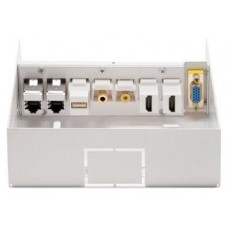 AISENS - CAJA DE CONEXIONES AUDIOVISUAL VGA+2XHDMI+JACK3.5+RCA+1XUSB+2XRJ45 CAT.6A STP, BLANCO