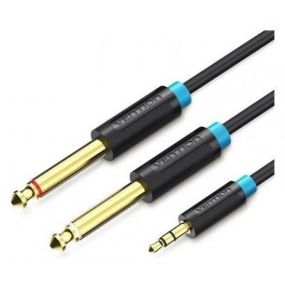 CABLE AUDIO ESTEREO JACK 3.5/M 2xJACK 6.5/M 0.5 M NEGRO VENTION (Espera 4 dias)