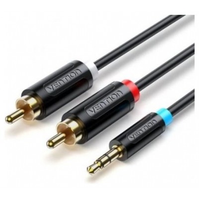 CABLE AUDIO ESTEREO JACK 3.5/M 2xRCA/M 5 M NEGRO VENTION (Espera 4 dias)