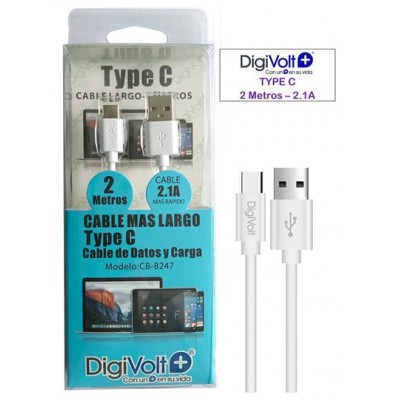 Cable Usb-c A Usb-a Datos Y Carga 2m Largo 3.0a