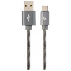 CABLE DE CARGA Y DATOS GEMBIRD USB TIPO C DE METAL EN ESPIRAL PREMIUM, 2M, GRIS