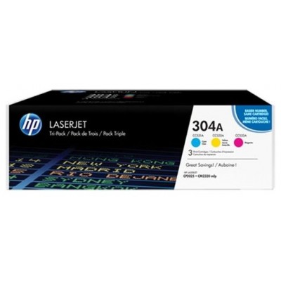 HP TONER LASER TRICOLOR 304A PACK 3