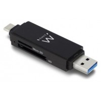 Ewent EW1075 lector de tarjeta USB 3.2 Gen 1 (3.1 Gen 1) Type-A/Type-C Negro (Espera 4 dias)