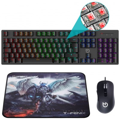 PACK HIDITEC TECLADO GAMING GK400+RATON BLITZ + ALFOMBRILLA T-FENIX M