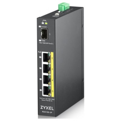 Zyxel RGS100-5P No administrado L2 Gigabit Ethernet (10/100/1000) Energía sobre Ethernet (PoE) Negro (Espera 4 dias)