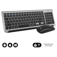 SUBBLIM Teclado con Ratón Bluetooth + 2.4G Combo Dual Prestige Extendido Gris/Negro (Espera 4 dias)