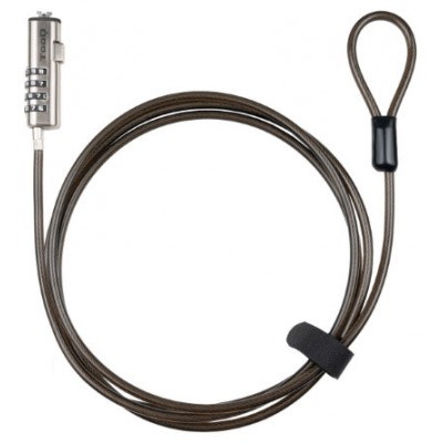 TOOQ Cable de Seguridad Tipo NANO con Combinacion para Portatiles 1.5 metros, Gris Oscuro